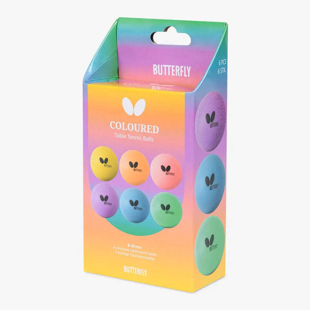 כדורי טניס שולחן צבעוניים Butterfly 6 יחידות